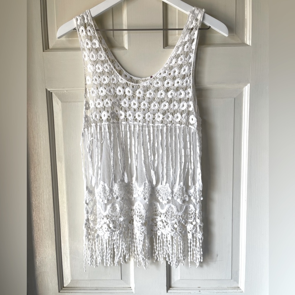 Crochet Net Tank Top with tassels